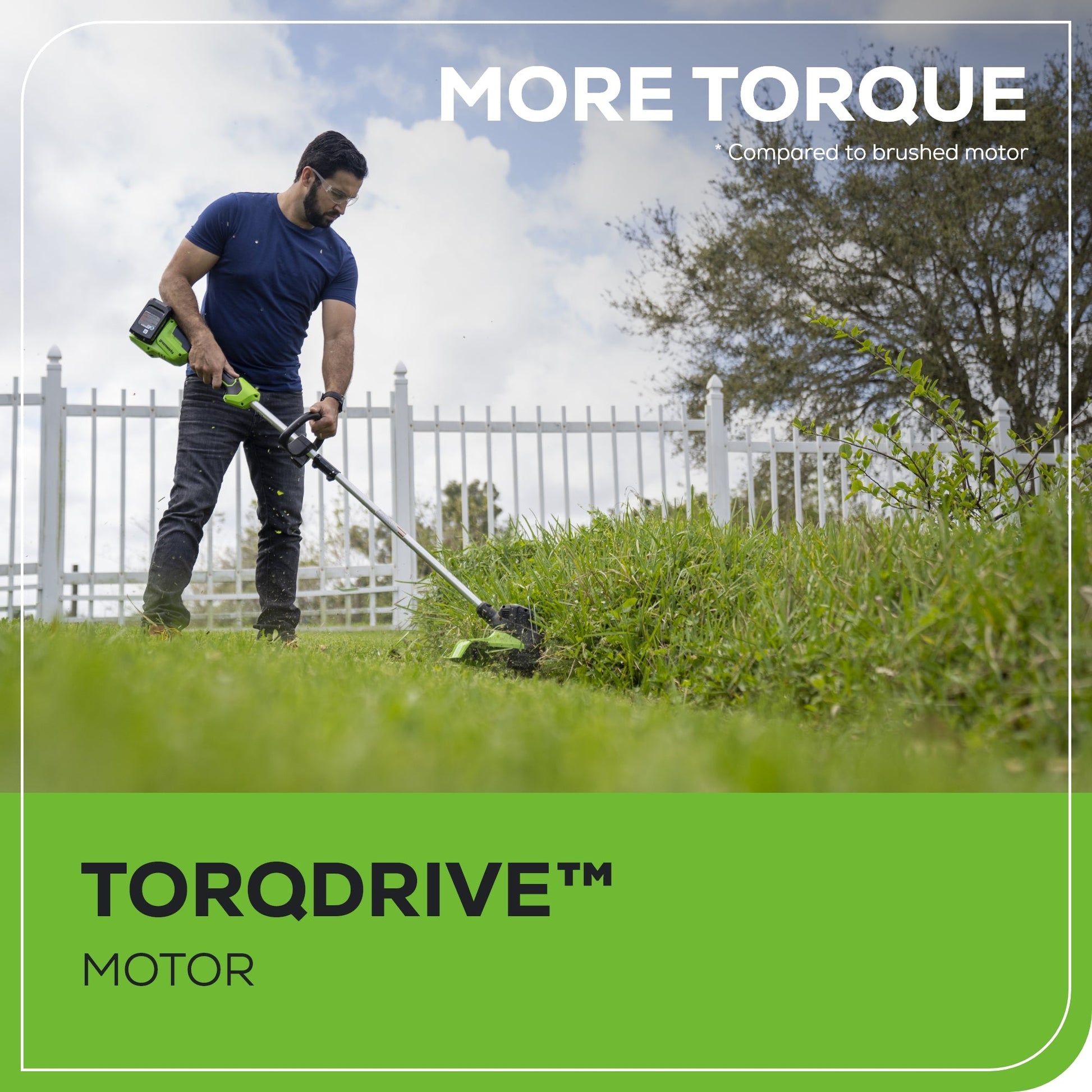 48V (24V x 2) 15" Cordless Battery TORQDRIVE™ String Trimmer w/ (2) 2.0Ah USB Batteries & Charger