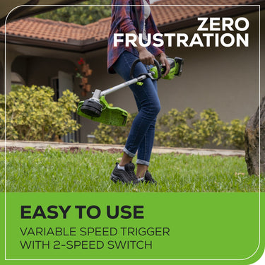 48V (24V x 2) 16" Cordless Battery String Trimmer (Attachment Capable) w/ (2) 4.0Ah USB Batteries & Dual Port Charger