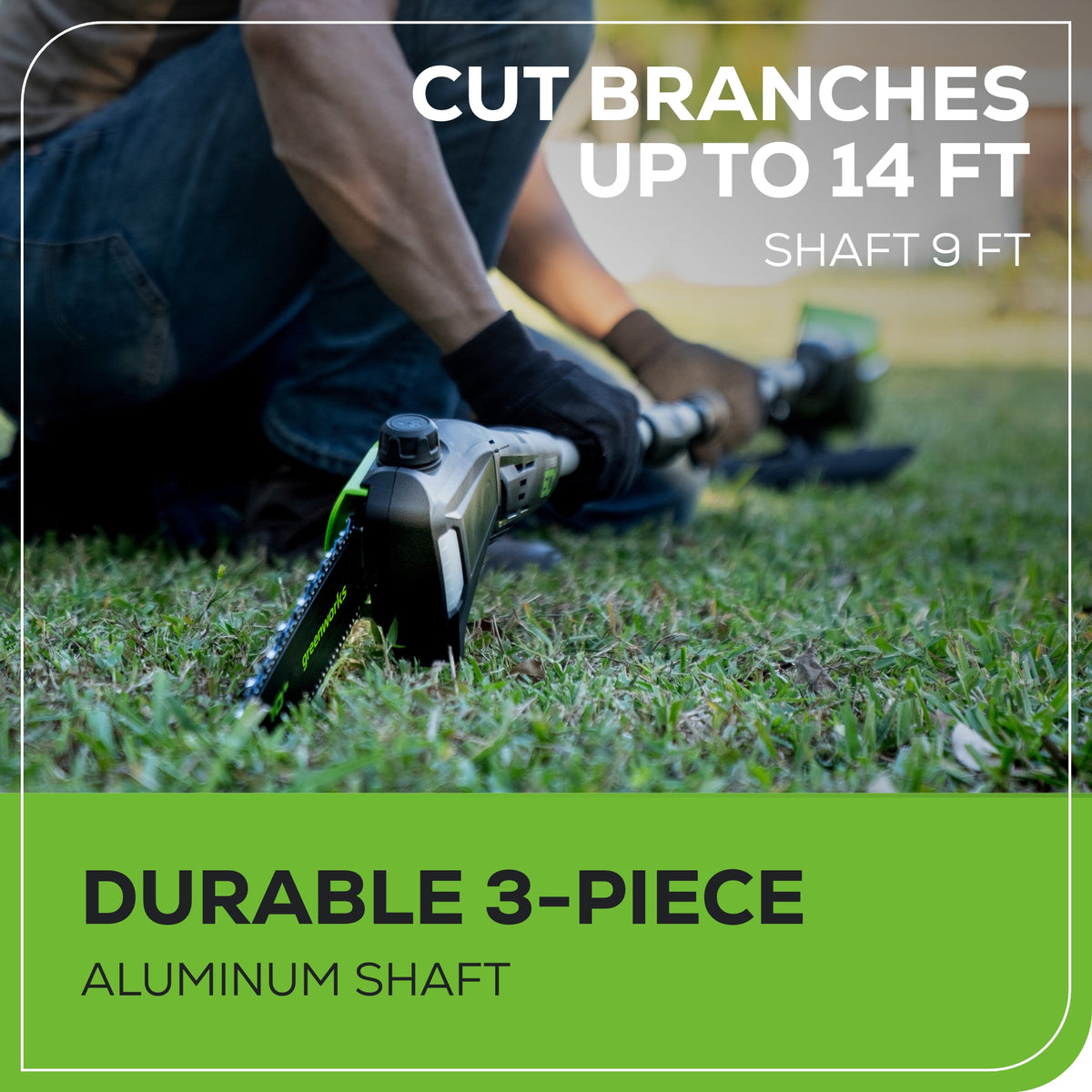 60V 20" Cordless Battery 3.2kW Chainsaw & 10" Pole Saw Combo Kit w/ 8.0Ah Battery & Rapid Charger