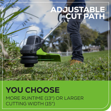 48V (24V x 2) 15" Cordless Battery TORQDRIVE™ String Trimmer w/ (2) 2.0Ah USB Batteries & Charger