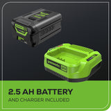 60V 8" Cordless Battery Edger Black Shaft w/ 2.0Ah Battery & Charger