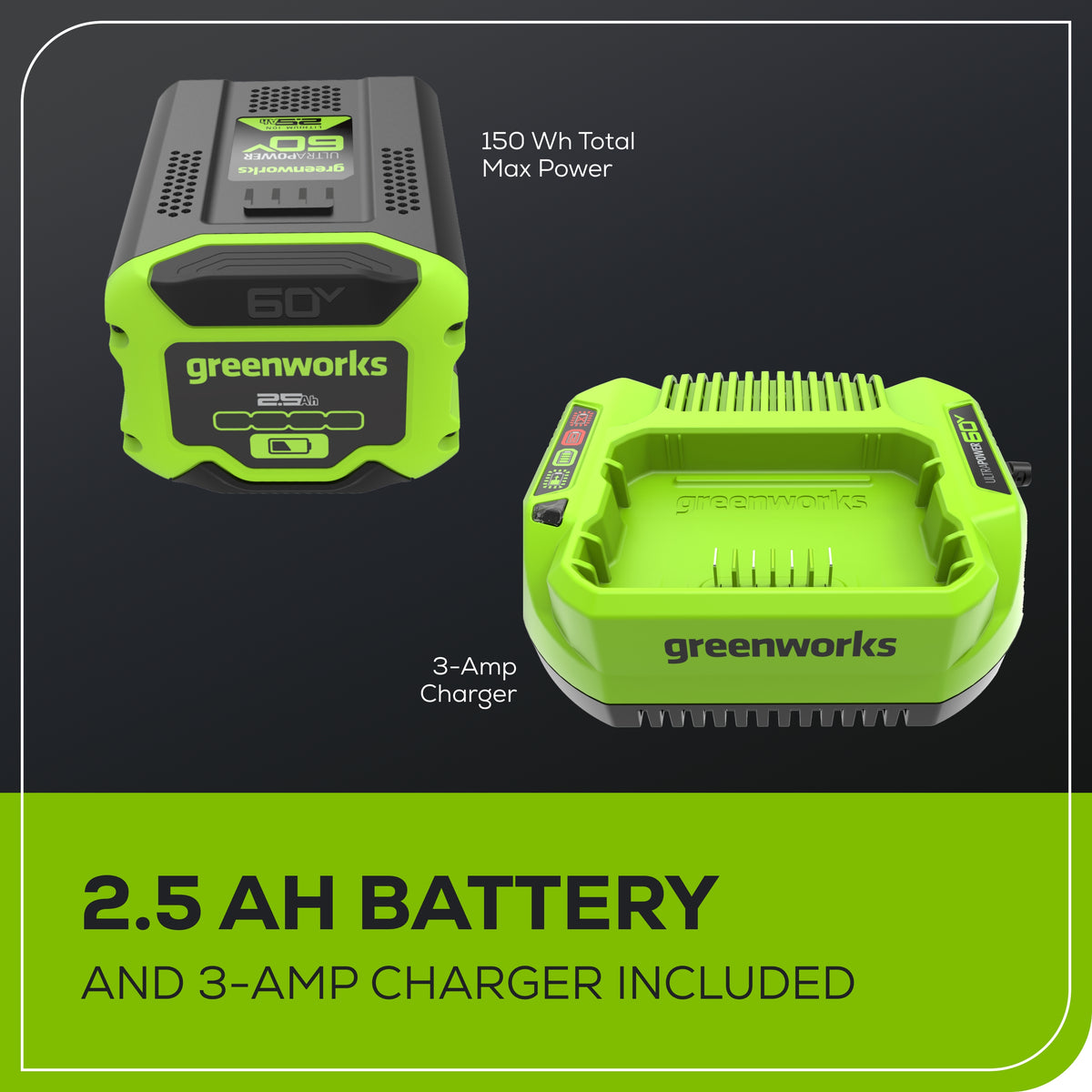 60V 8" Cordless Battery Edger w/ 2.5 Ah Battery and 3A Charger