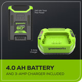 60V 18"Cordless Battery  2.0KW Chainsaw and Hard Case w/ 4Ah Battery and Charger