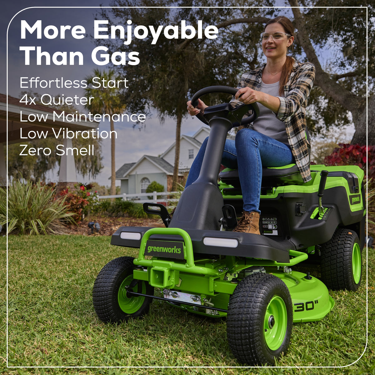 60V 30” Crossovert Riding Lawn Tractor With (2) 8.0 Ah, (2) 4.0 Ah ...