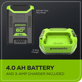 60V 16" Cordless Battery String Trimmer(Attachment Capable) w/ 4Ah Battery and 3A Charger