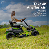 60V 42" Cordless Battery CrossoverT Riding Lawn Mower w/ Six (6) 8.0Ah Batteries and Three (3) Dual Port Turbo Chargers