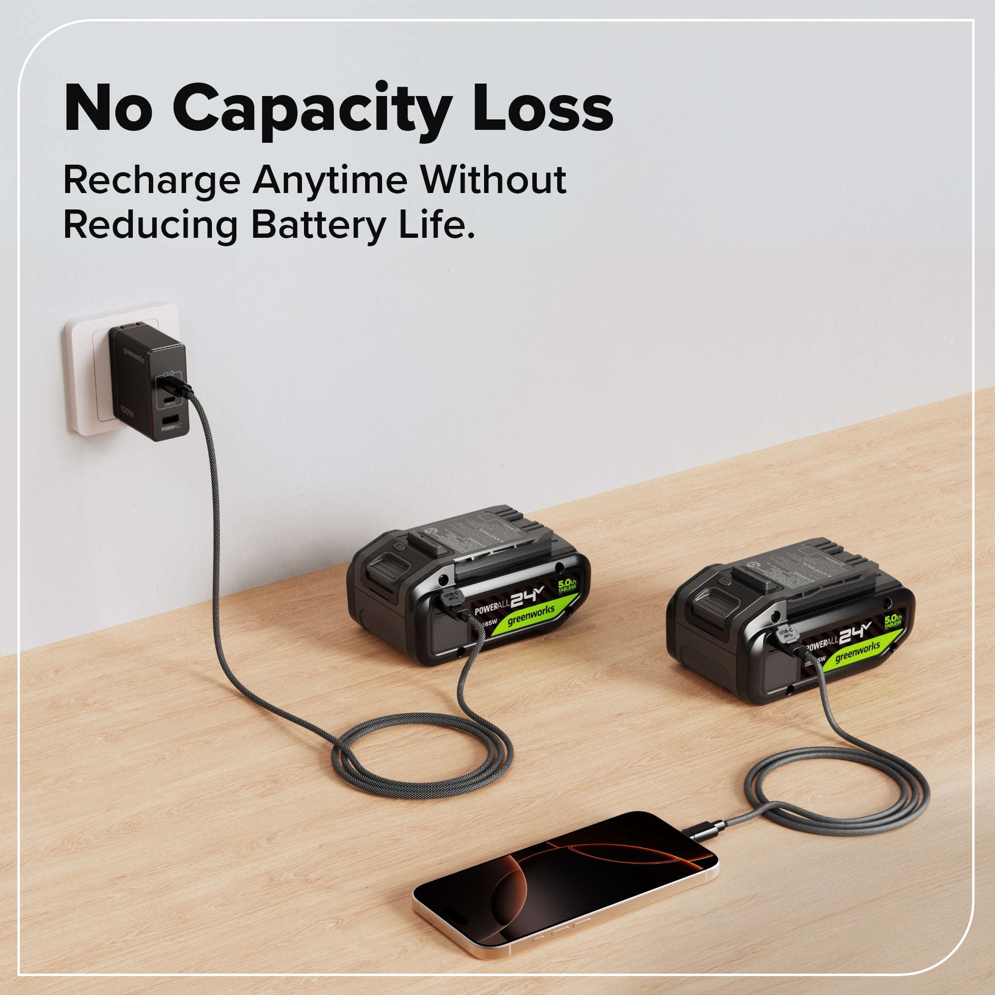 24V 5.0Ah Tabless Battery with Bi-Directional USB-C Port