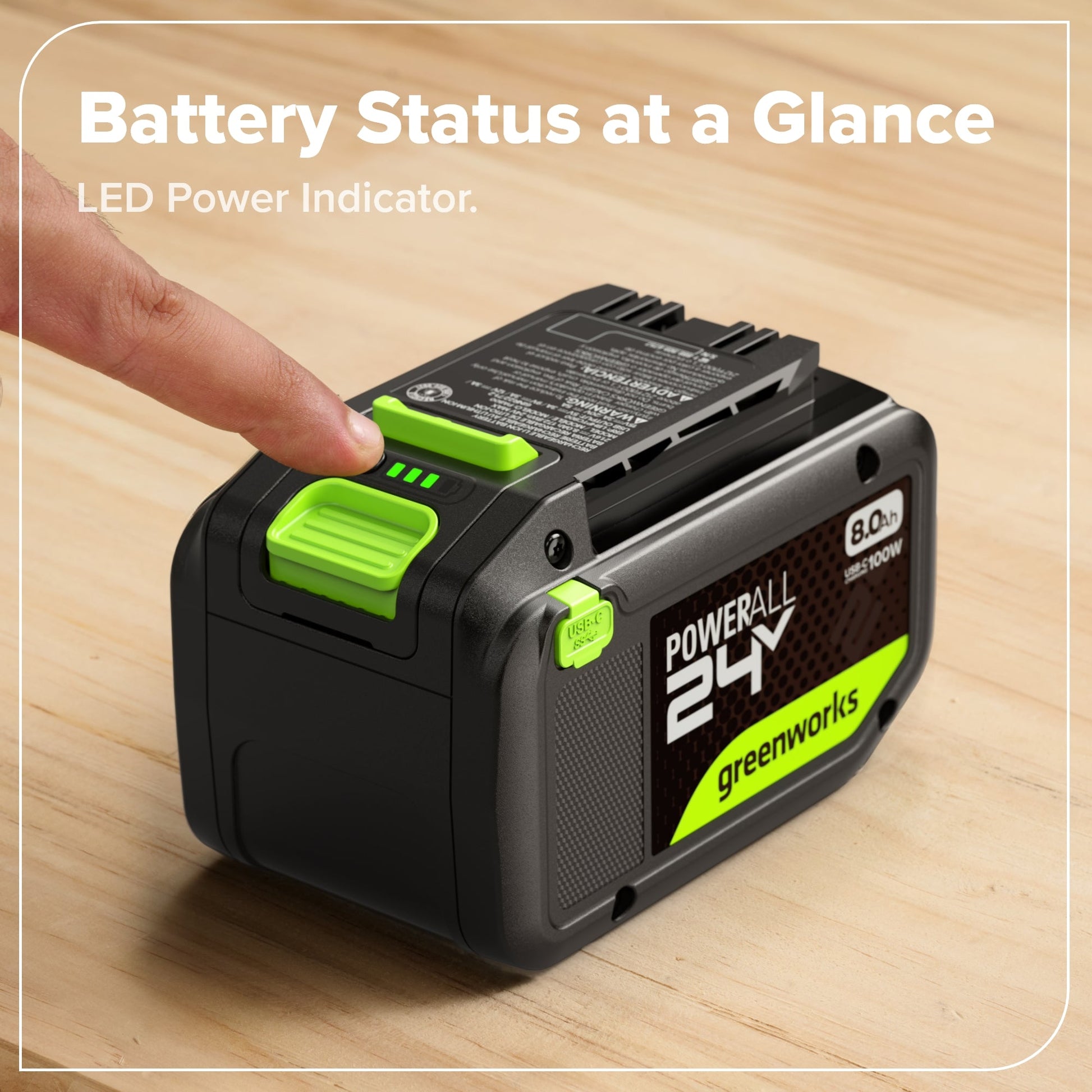 24V 8.0Ah Battery with Bi-Directional USB-C Port