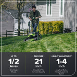 80V 21" Cordless Battery 4-in-1 Self-Propelled Mower: (1) 4.0Ah,(1) 2.0Ah Batteries & 2A Charger