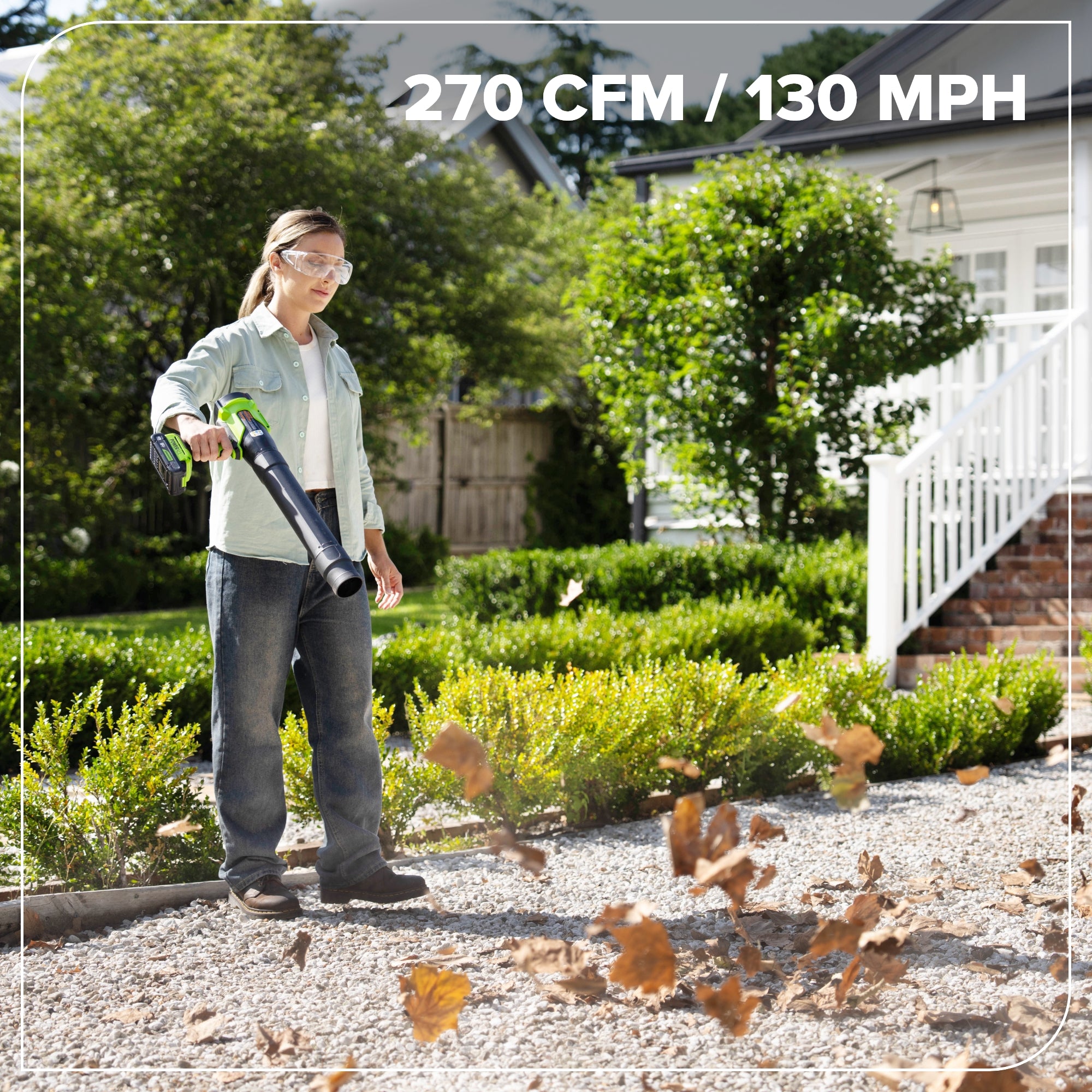24V 270 CFM Cordless Battery Brushless Blower w/ 3.0Ah Battery & 30W Type-C Charger(3-Ft Cable)