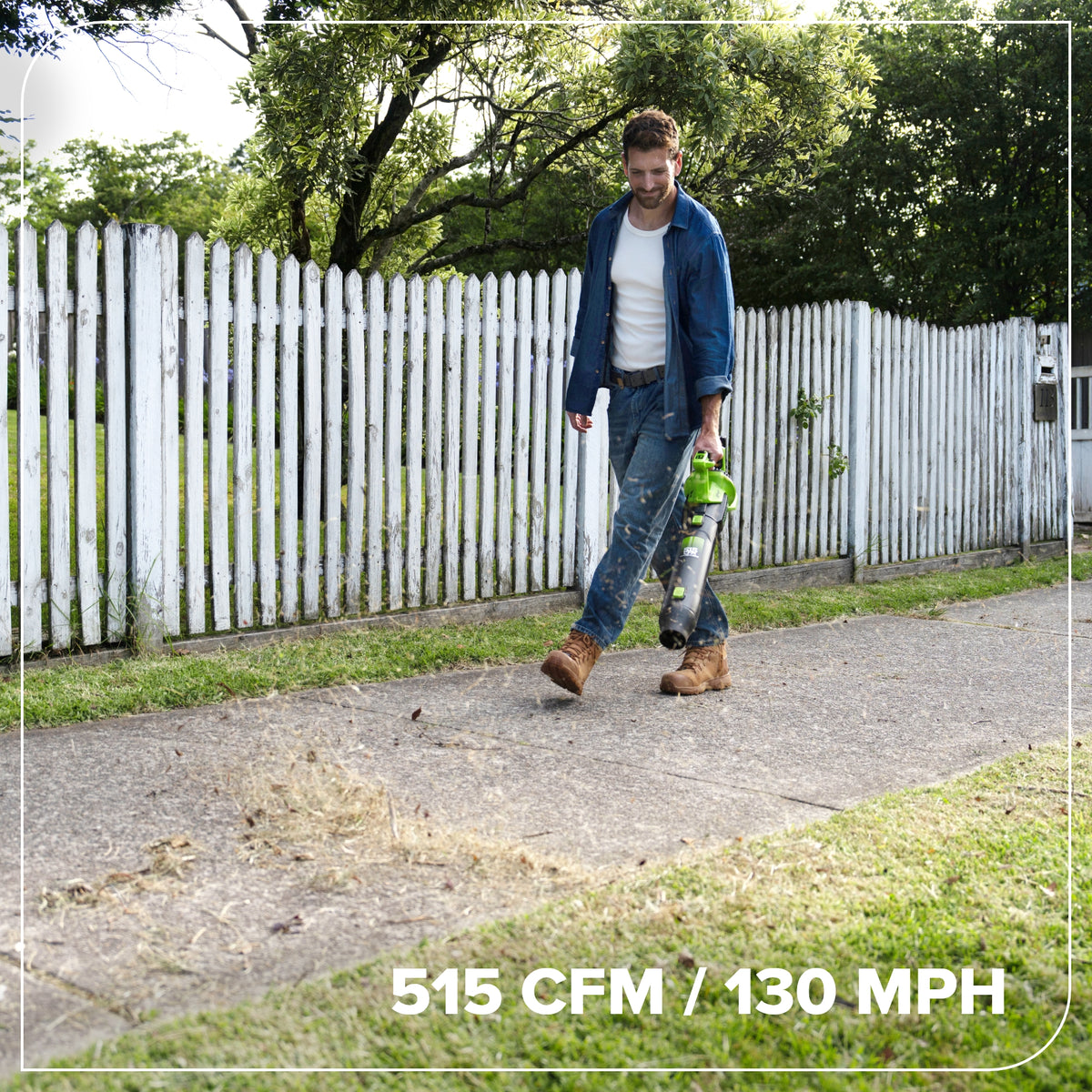 24V 515 CFM Cordless Battery Brushless Blower w/ 5.0Ah Battery & 65W  Type-C Charger(3-Ft Cable)
