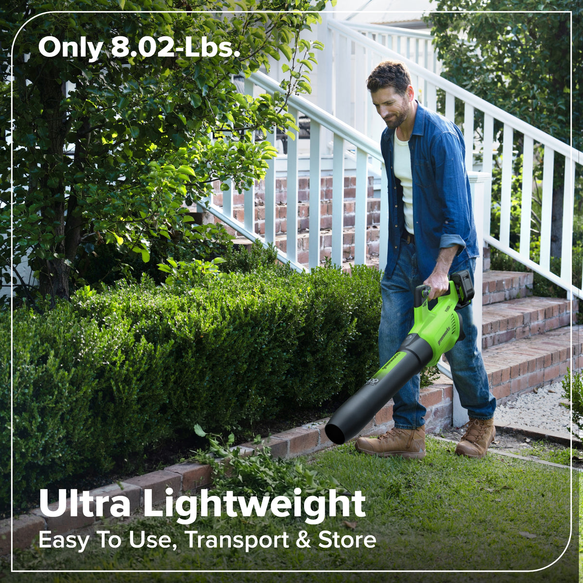 48V (24V x 2) 600 CFM Cordless Battery Leaf Blower w/ (2) 4.0Ah Batteries, 100W Type-C Charger &(2)3-Ft Cables