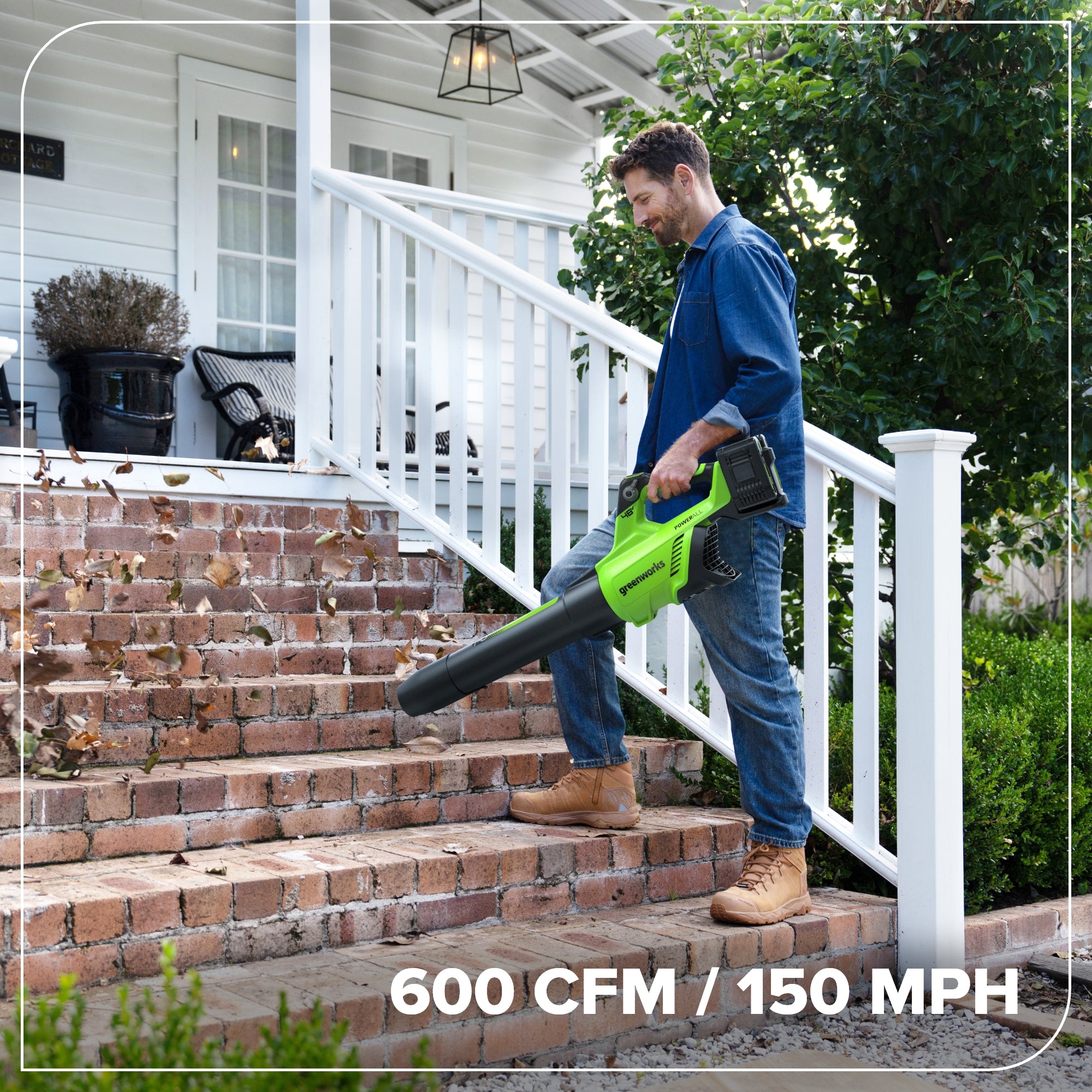 48V (24V x 2) 600 CFM Cordless Battery Leaf Blower w/ (2) 4.0Ah Batteries, 100W Type-C Charger &(2)3-Ft Cables