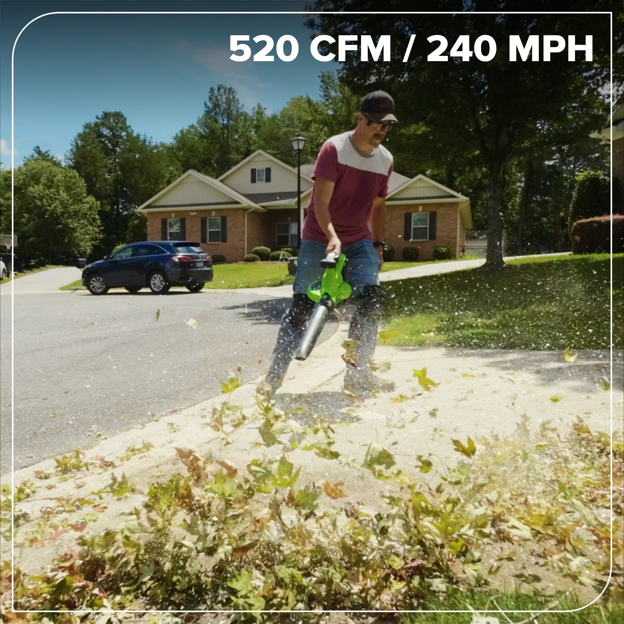 48V (24V x 2) 520 CFM Cordless Battery BL Leaf Blower/Vacuum w/ (2) 6.0Ah Battery, 100W Type-C Charger & (2) 3-Ft Cables