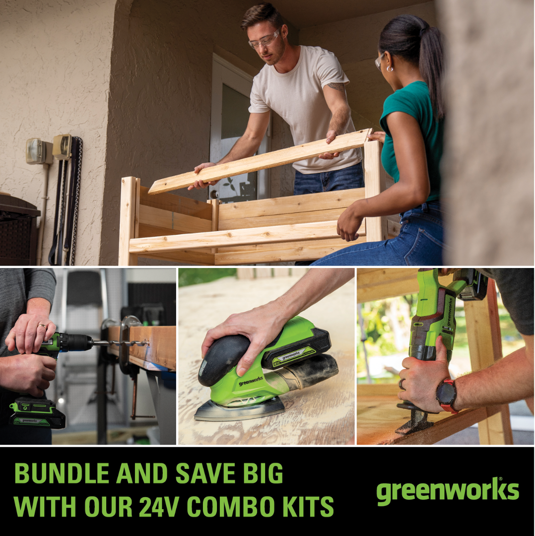 greenworkstools-24V Brushless Drill 4pc Combo Kit & Tool Bag | Greenworks Tools