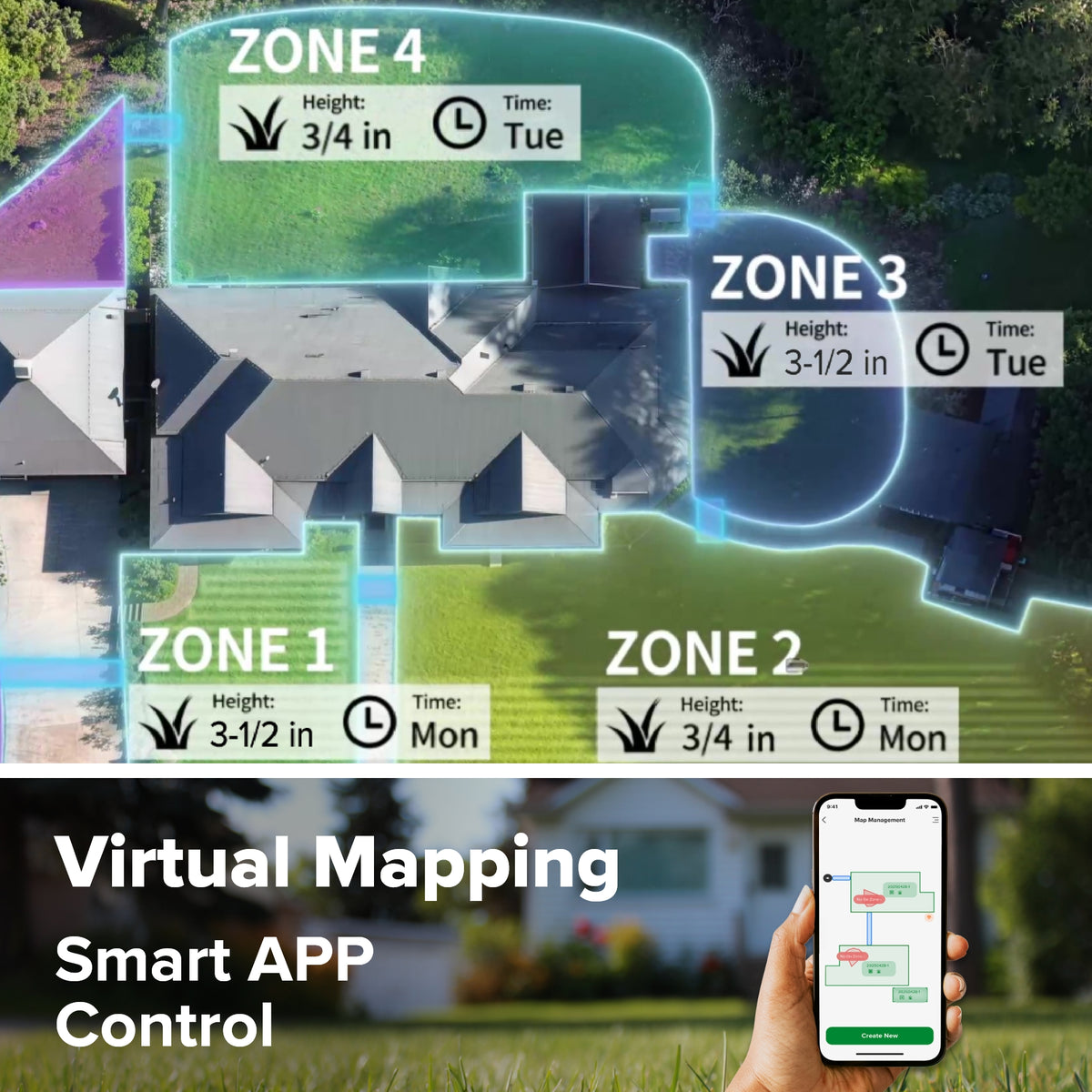 AiMowbot C20Z Wire-Free RTKVision Robotic Mower | 1/2 Acre, 4-Wheel Version