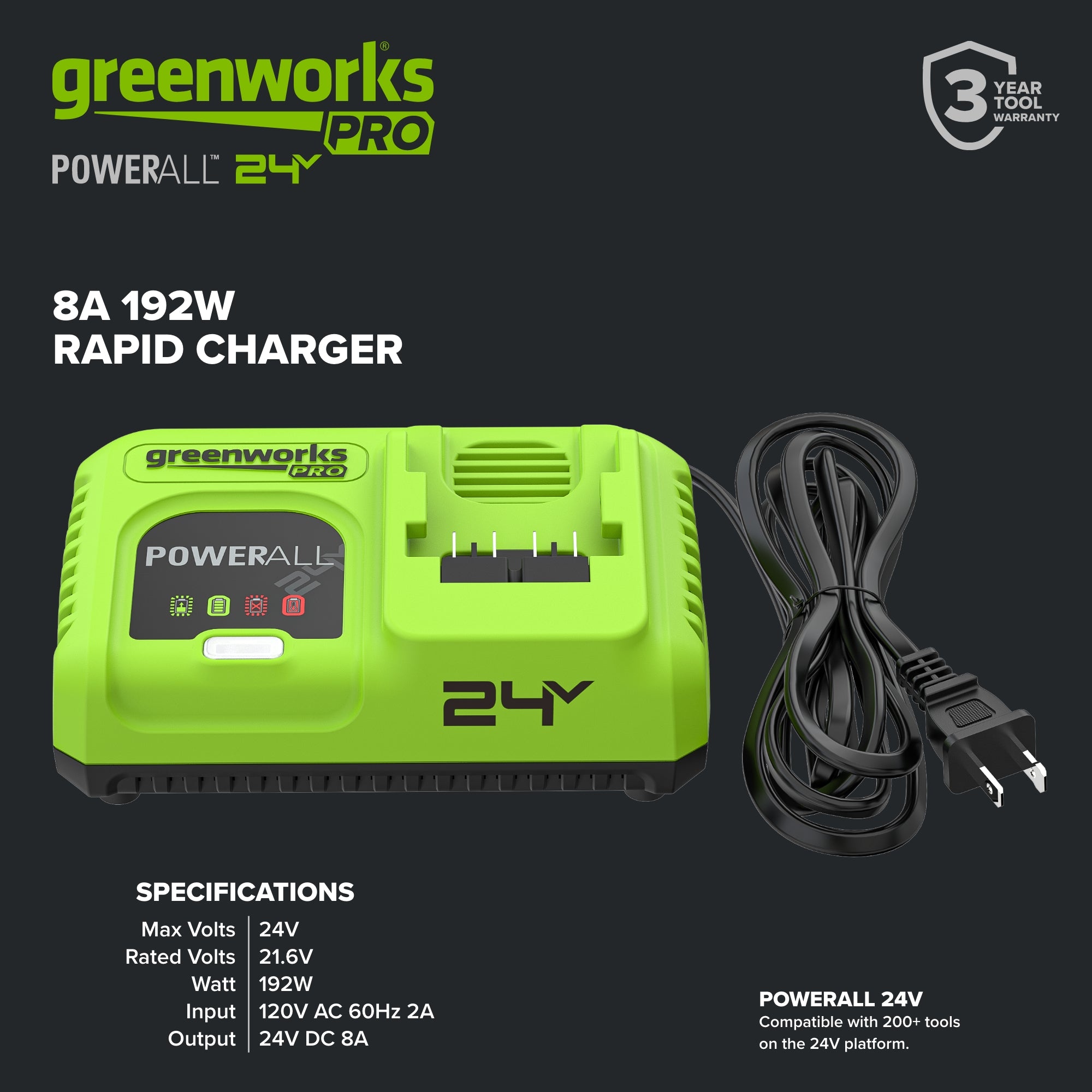 24V 200W 8A Battery Fast Charger