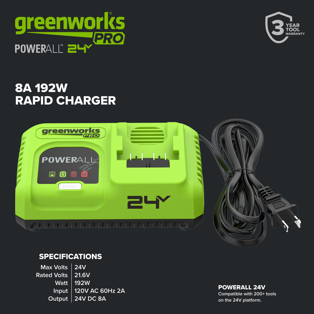 24V 200W 8A Battery Fast Charger