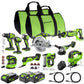 24V Brushless Power Tool 10PC Combo Kit w/ (2) 4.0Ah & (1) 2.0Ah USB-C Batteries and Charger