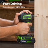 24V Cordless Battery 400 in-lbs Drill / Driver and 1950 in-lbs Impact Driver w/ Two(2) 2.0Ah USB-C Batteries & 65W USB-C Fast Charger