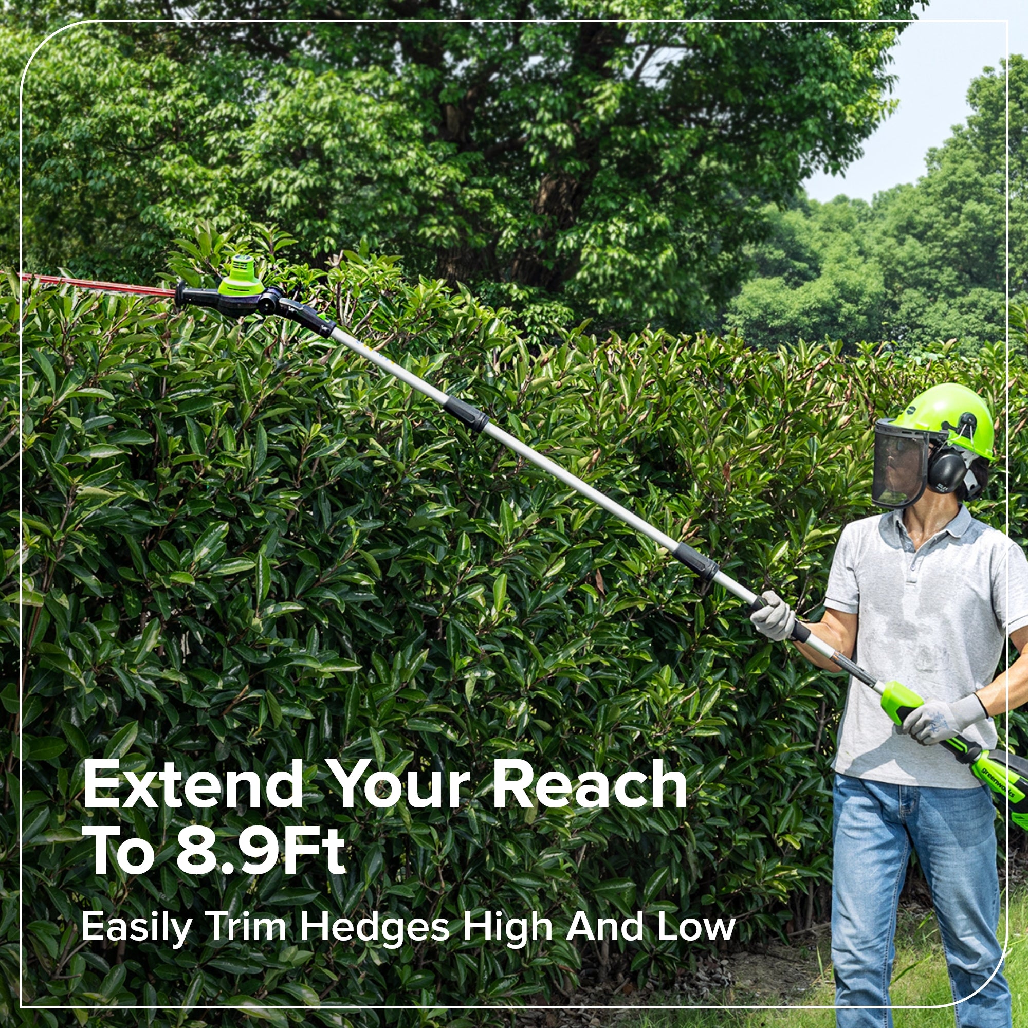 24V 8" Cordless Battery Pole Saw w/ 20" Hedge Trimmer Attachment Combo Kit (2.0 Ah Battery & 30W Type-C Charger (3-Ft cable))
