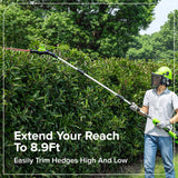 24V 8" Cordless Battery Pole Saw w/ 20" Hedge Trimmer Attachment Combo Kit (2.0 Ah Battery & 30W Type-C Charger (3-Ft cable))