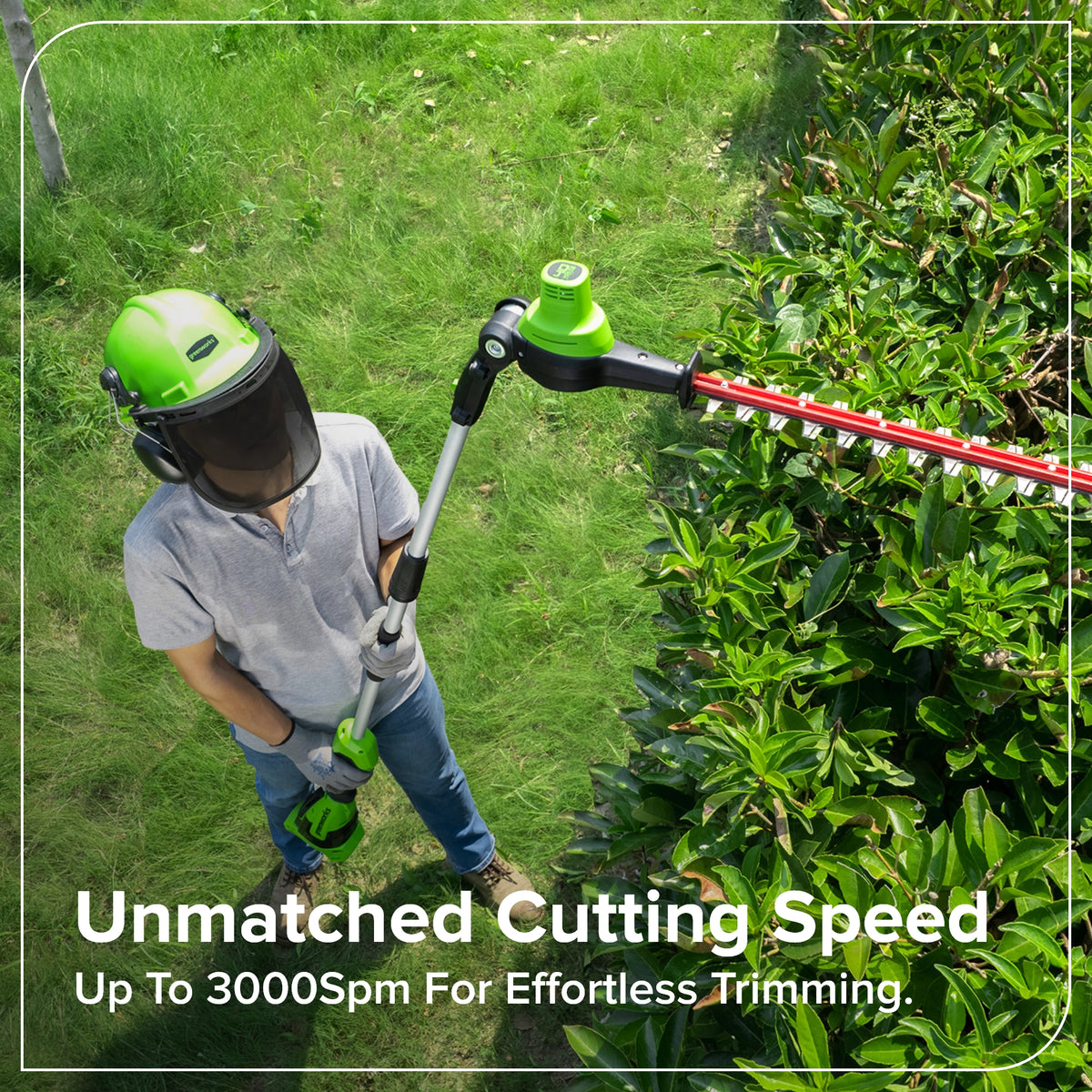 24V 8" Cordless Battery Pole Saw w/ 20" Hedge Trimmer Attachment Combo Kit (2.0 Ah Battery & 30W Type-C Charger (3-Ft cable))