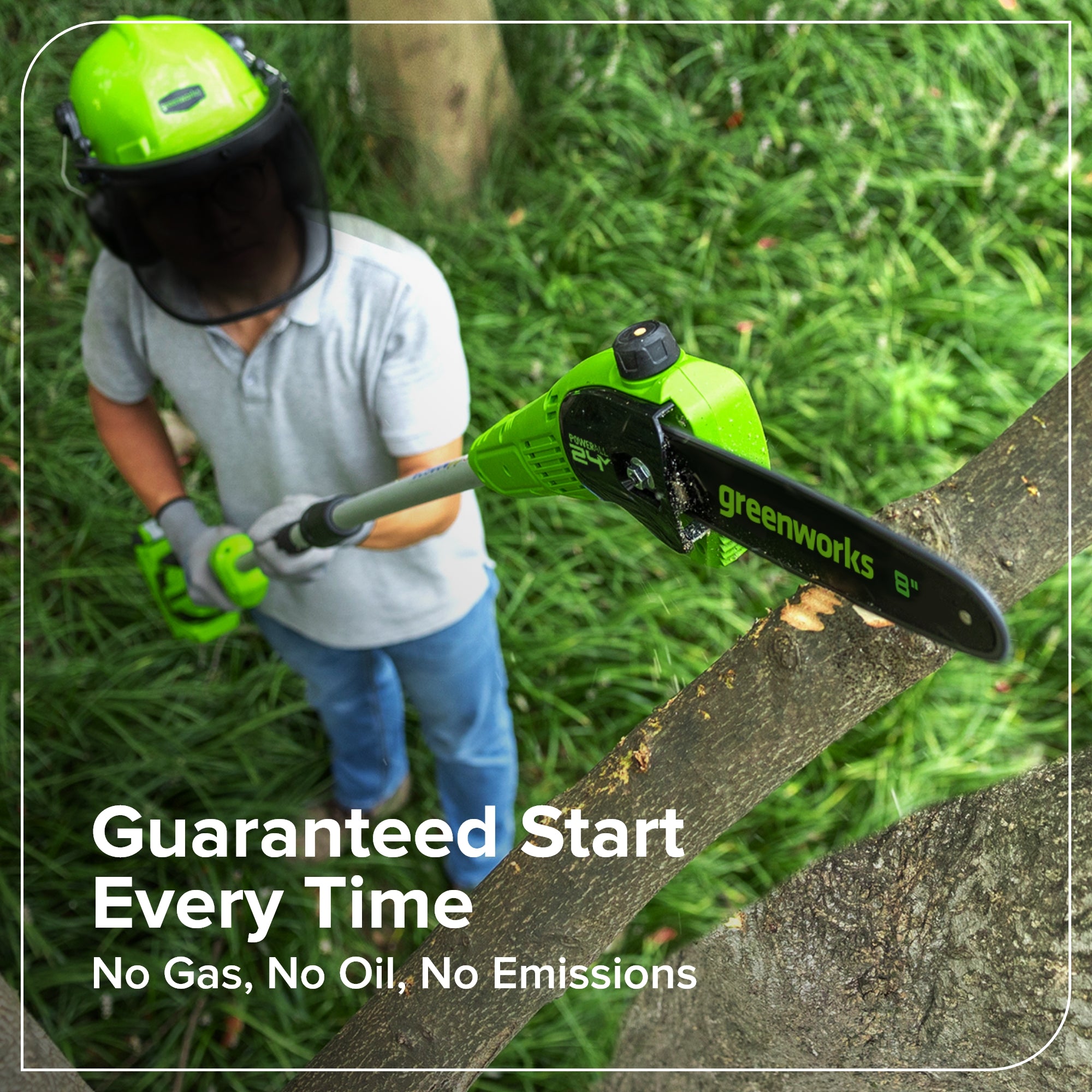 24V 8" Cordless Battery Pole Saw w/ 20" Hedge Trimmer Attachment Combo Kit (2.0 Ah Battery & 30W Type-C Charger (3-Ft cable))