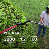 24V 8" Cordless Battery Pole Saw w/ 20" Hedge Trimmer Attachment Combo Kit (2.0 Ah Battery & 30W Type-C Charger (3-Ft cable))
