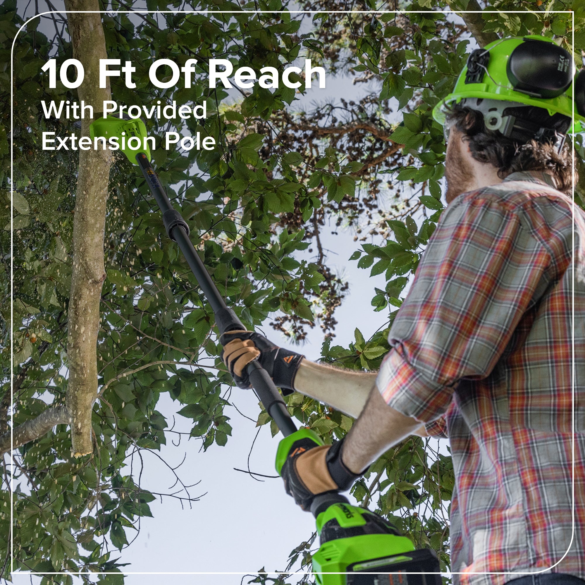 24V 8" Cordless Battery Pole Saw w/ 20" Hedge Trimmer Attachment Combo Kit (2.0 Ah Battery & 30W Type-C Charger (3-Ft cable))