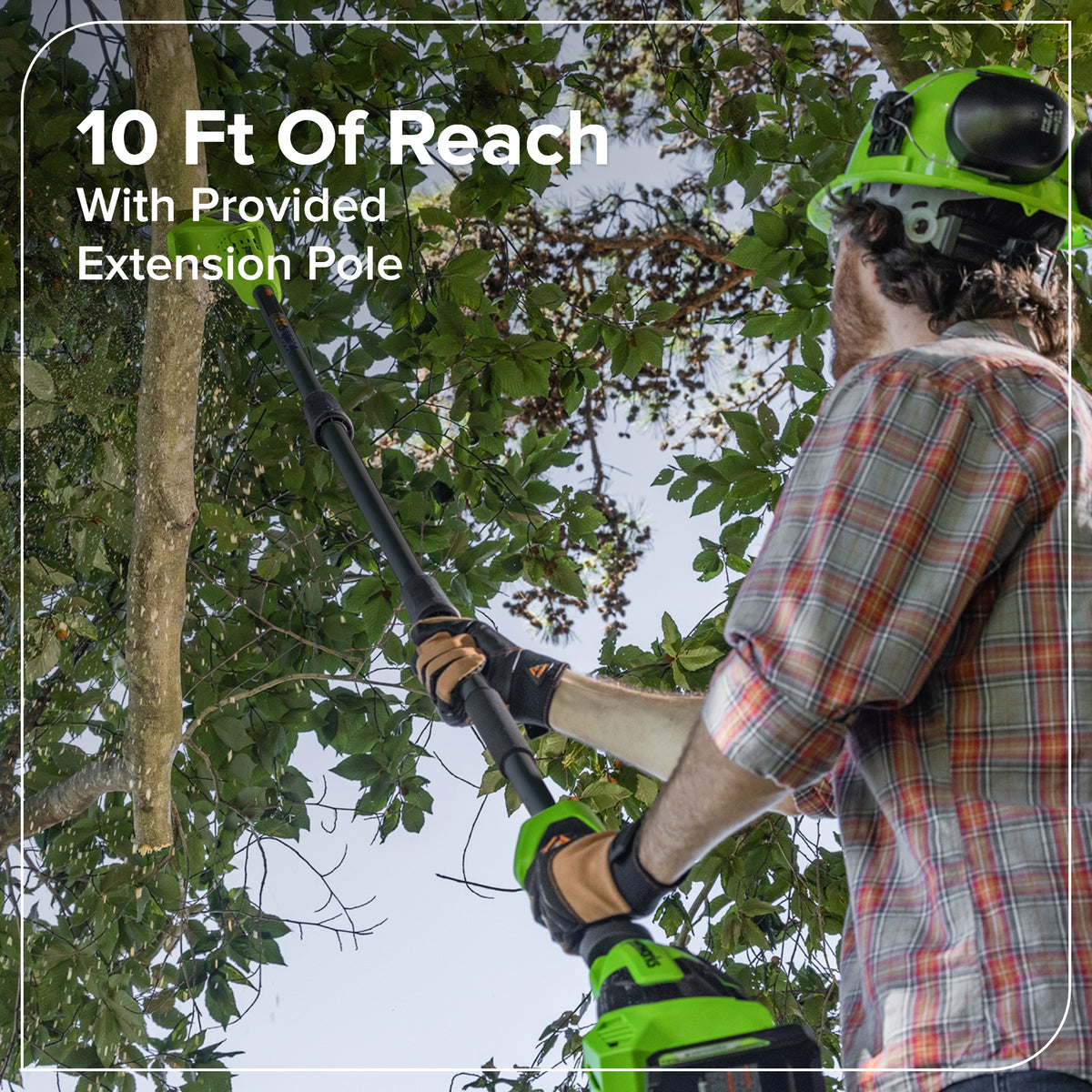 24V 8" Cordless Battery Pole Saw w/ 20" Hedge Trimmer Attachment Combo Kit (2.0 Ah Battery & 30W Type-C Charger (3-Ft cable))