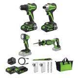 24V PowerAll Power Tool Combo Kit with (2) 2.0 Ah USB-C Batteries, 30W USB-C Charger Block, and 3' 100W USB-C Cable