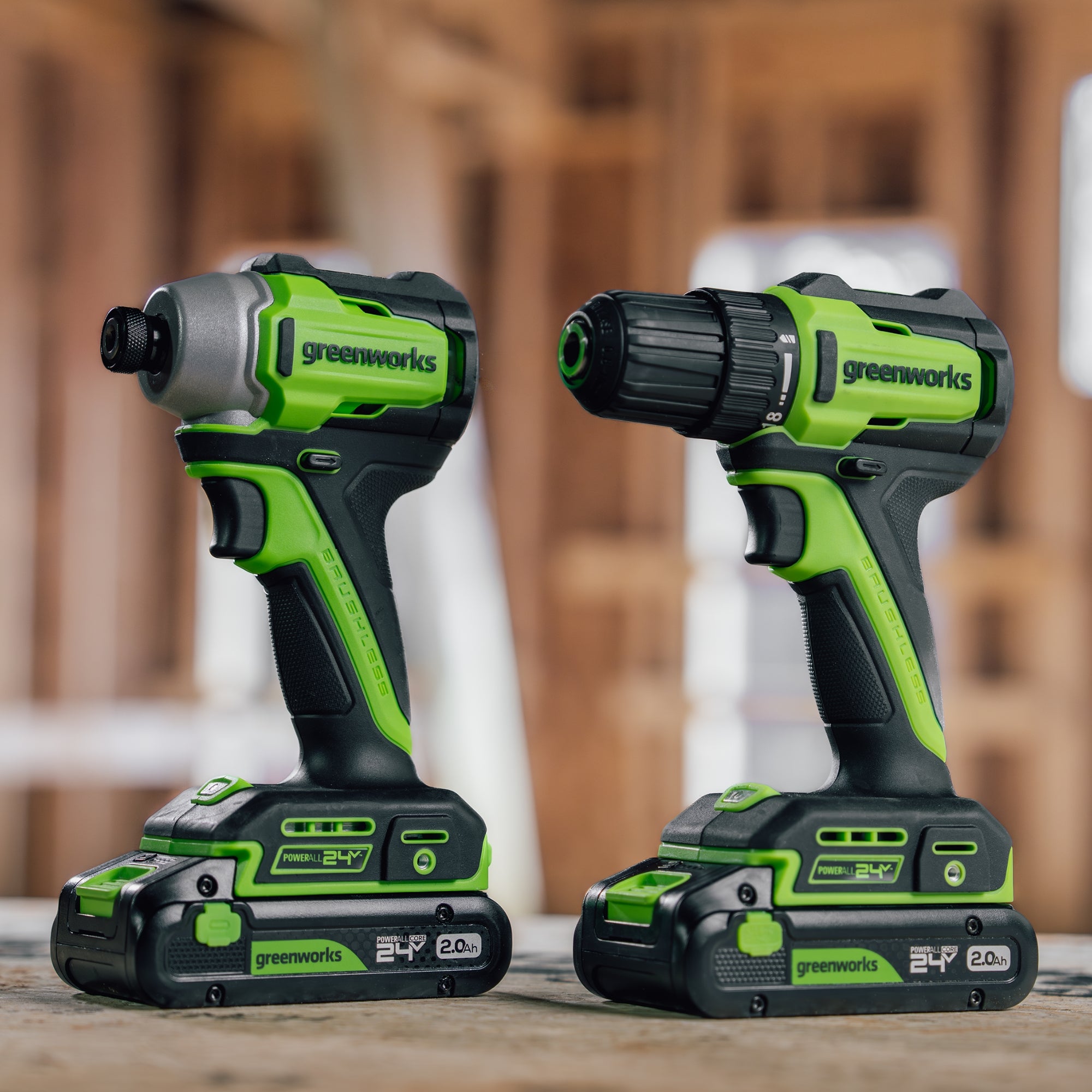 24V Cordless Battery 300 in-lbs Drill / Driver and 1900 in-lbs Impact Driver, Two(2) 2.0 Ah USB-C Batteries and 30W USB-C Charger