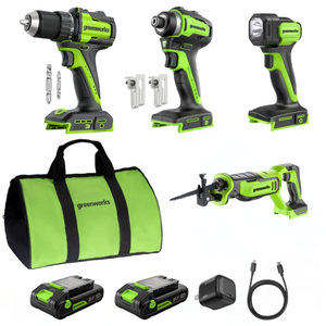 Walmart 24V Brushless Power Tool 4PC Combo Kit | Greenworks Tools