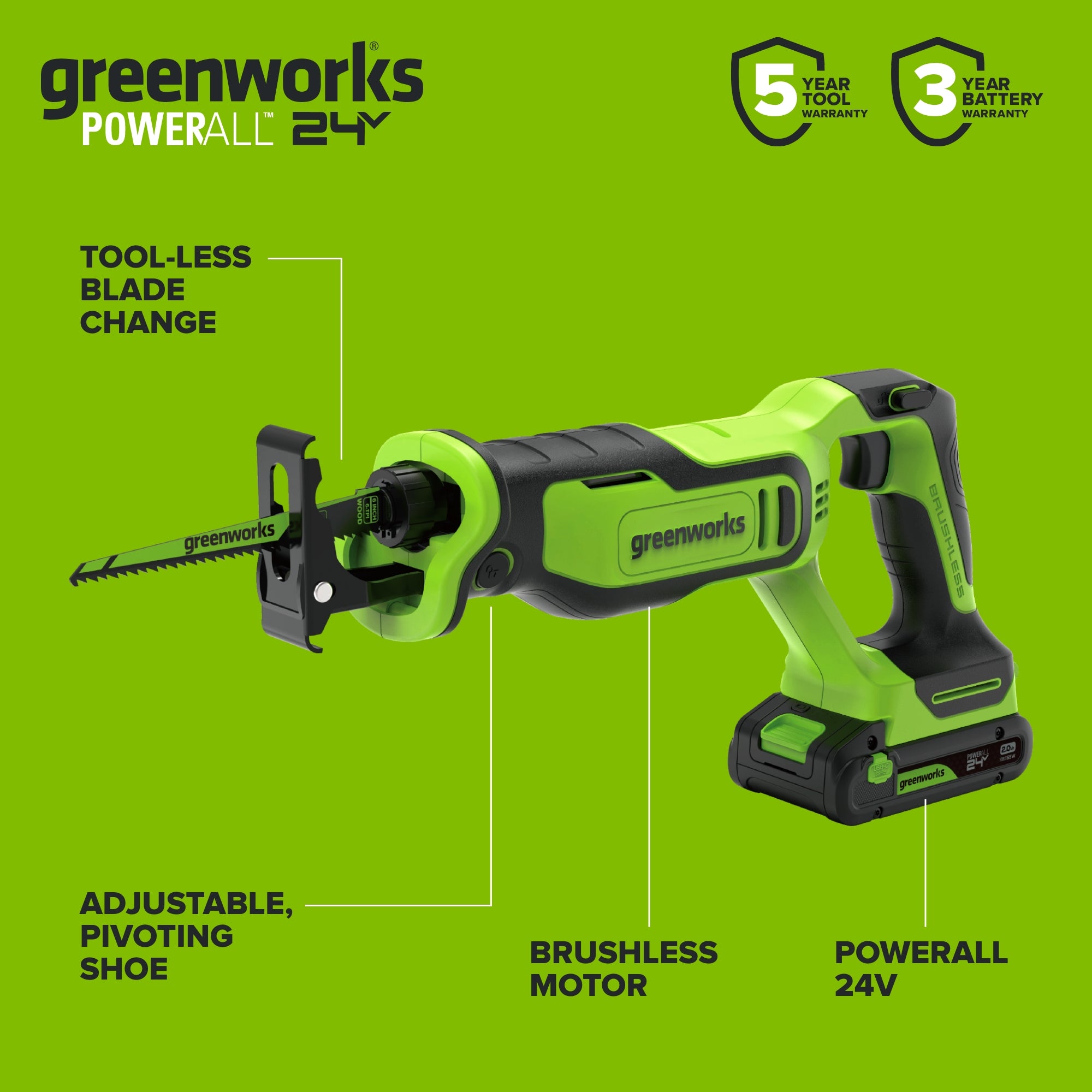 24V Cordless Battery Power Tool 4PC Combo Kit: (2) 2.0 Ah USB-C Batteries, (1) 30W USB-C Charger, (1) 3' 100W USB-C Cable and 34-Piece Accessory Sets