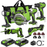 24V PowerAll Brushless 6-Tool Combo Kit: (2) 2.0 Ah USB-C Batteries, 30W USB-C Charger Block, and 3' 100W USB-C Cable