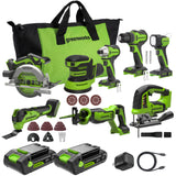 24V PowerAll Brushless 8-Tool Combo Kit: (2) 2.0 Ah USB-C Batteries, 30W USB-C Charger Block, and 3' 100W USB-C Cable