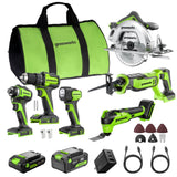 24V Brushless Power Tool 6PC Combo Kit w/ (1) 4.0Ah & (1) 2.0Ah USB-C Batteries and Charger
