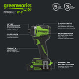 24V Cordless Battery 530 in-lbs Drill / Driver and 2200 in-lbs Impact Driver, Two(2) 2.0 Ah USB-C Batteries and 65W USB-C Charger