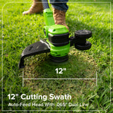 24V 12" Cordless Battery String Trimmer/Edger and 515 CFM Blower Combo Kit w/ 3.0Ah Battery,65W Type-C Charger & (2) 3-Ft Cables