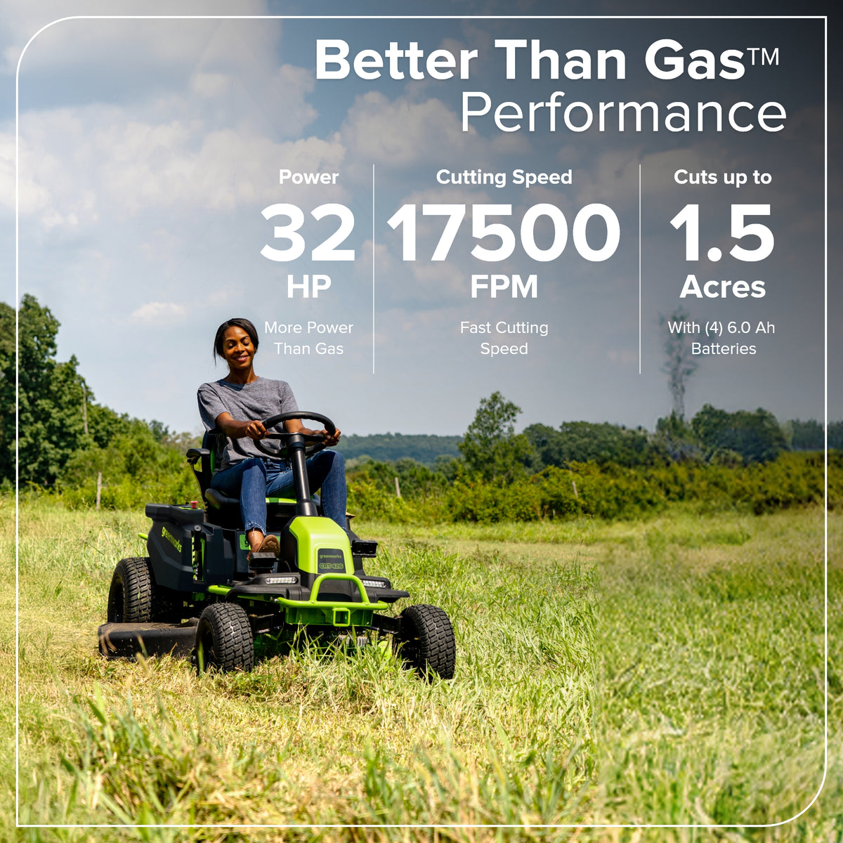 80V 42" CrossoverT Riding Lawn Tractor : (4) 6.0 Ah Batteries and 600-Watt Charger, CRT4282