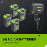 60V 42" Electric CrossoverZ Zero Turn Mower: (4) 8 Ah Batteries and 600W Wall Charger