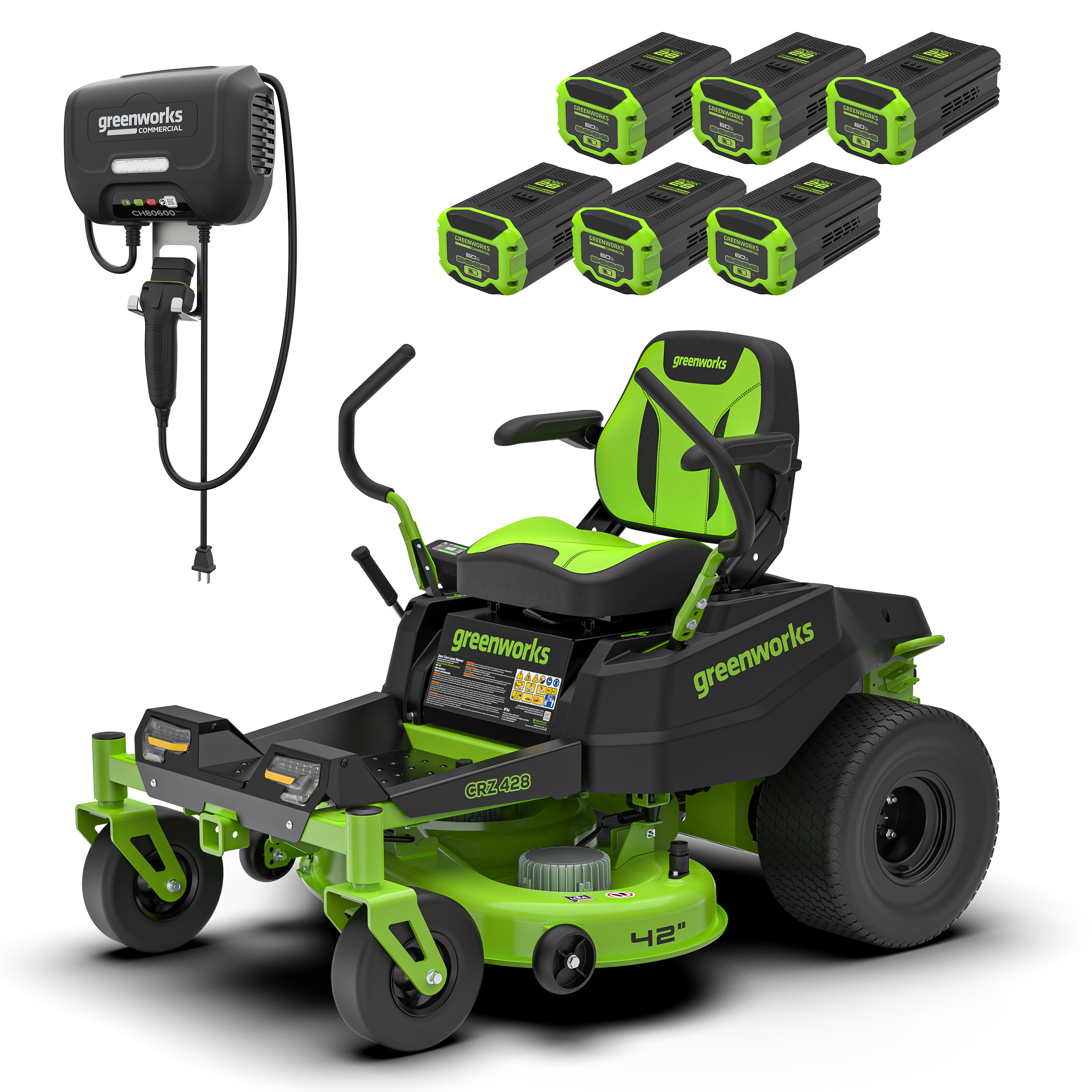 82V 42" Cordless Battery CrossoverZ Zero Turn Lawn Mower: (6) 6.0 Ah Batteries, (1) 600W Wall Charger, CRZ4282