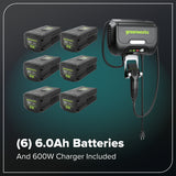 80V 42" Cordless Battery CrossoverZ Zero Turn Lawn Mower, (6) 6Ah Batteries and 600W Wall Charger