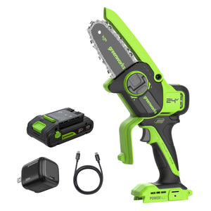 24V 4" Cordless Battery Brushless Pruner Saw with 2.0Ah Battery, 30W Type-C Charger & 3-ft Cable