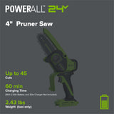 24V 4” Cordless Battery Brushless Pruner Saw (Tool Only)