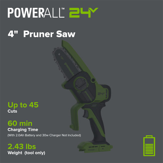 24V 4” Cordless Battery Brushless Pruner Saw (Tool Only)