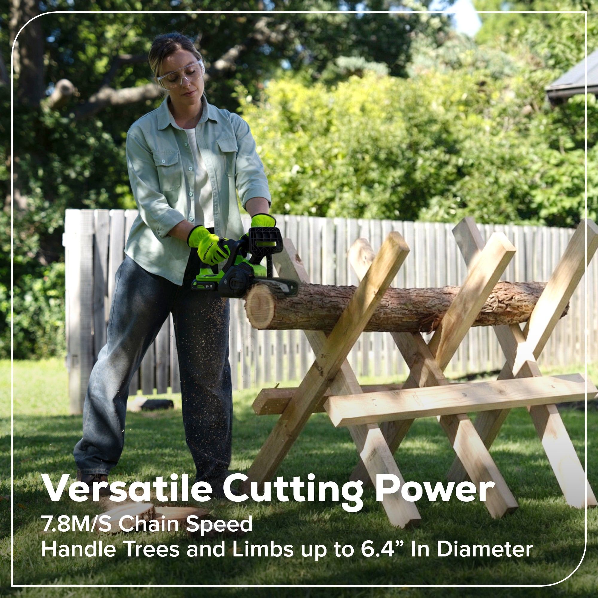24V 10" Cordless Battery Chainsaw w/ 2.0Ah  Battery & 30W Type-C Charger(3-Ft Cable)