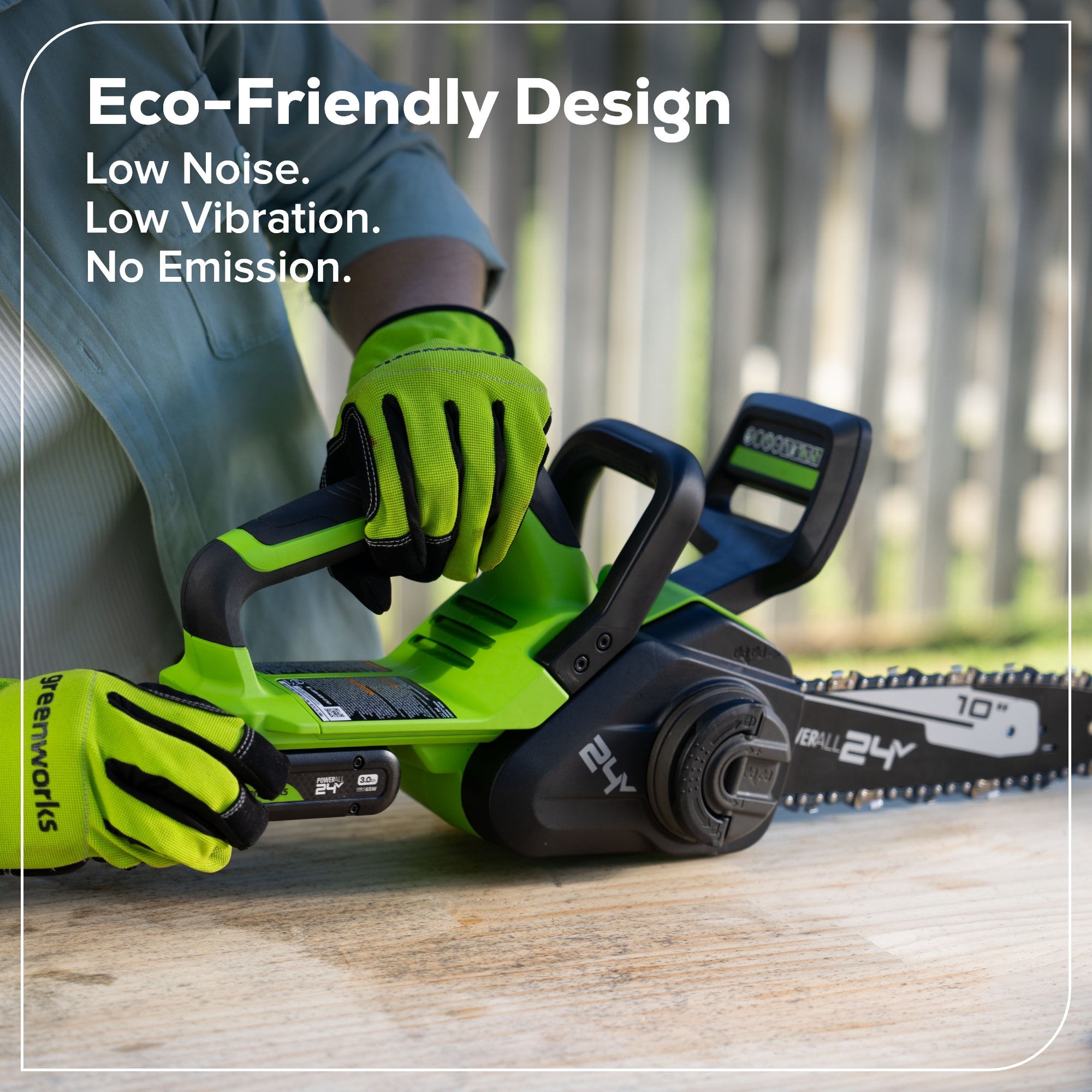 24V 10" Cordless Battery Chainsaw w/ 2.0Ah  Battery & 30W Type-C Charger(3-Ft Cable)
