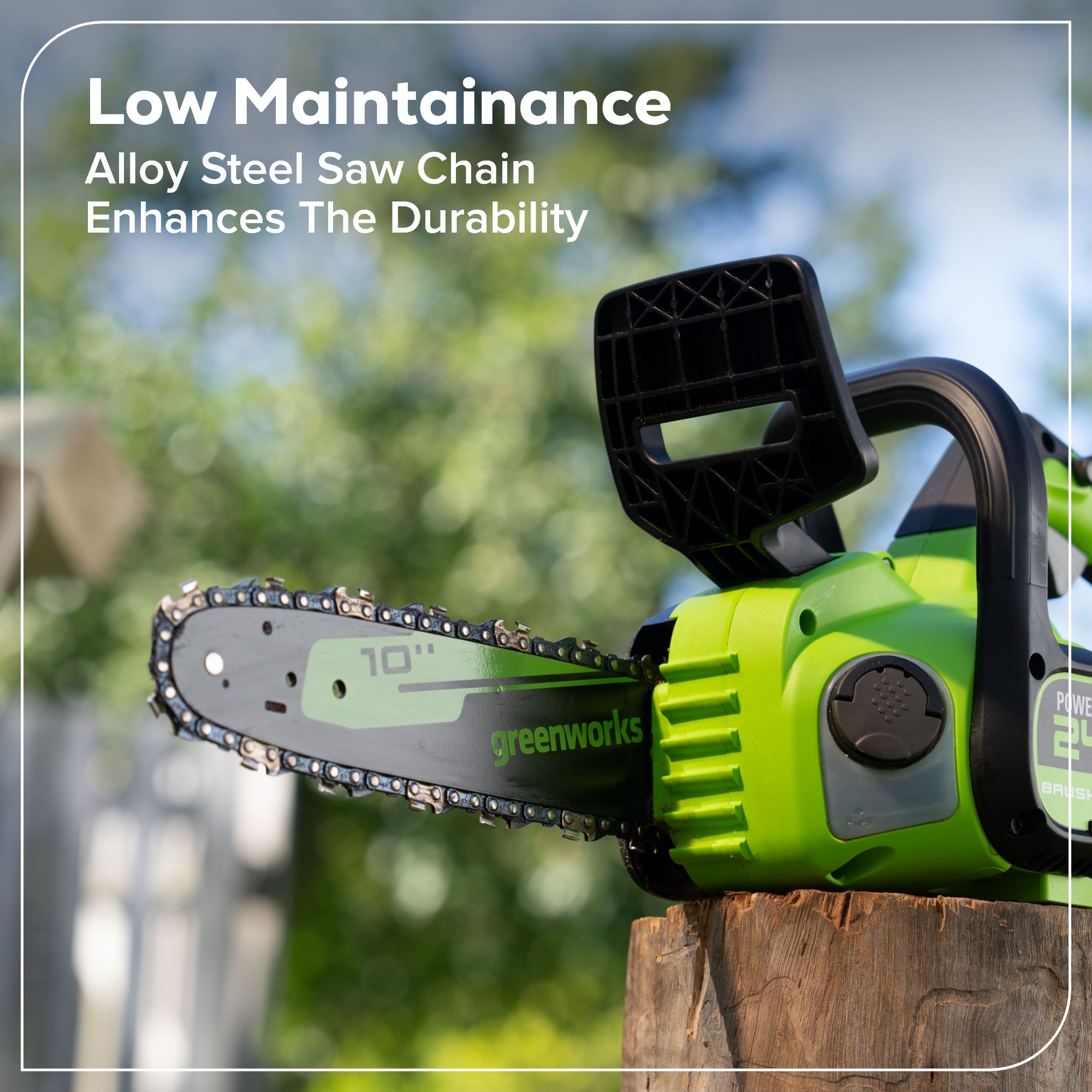 24V 10" Cordless Battery Chainsaw w/ 2.0Ah  Battery & 30W Type-C Charger(3-Ft Cable)
